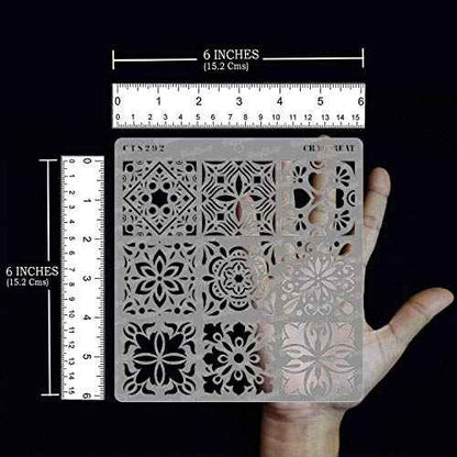 CrafTreat Reusable Mini Tiles - 6x6 Inches - DIY Art & Craft Stencils for Wood, Canvas, Paper, Fabric, Floor, Wall