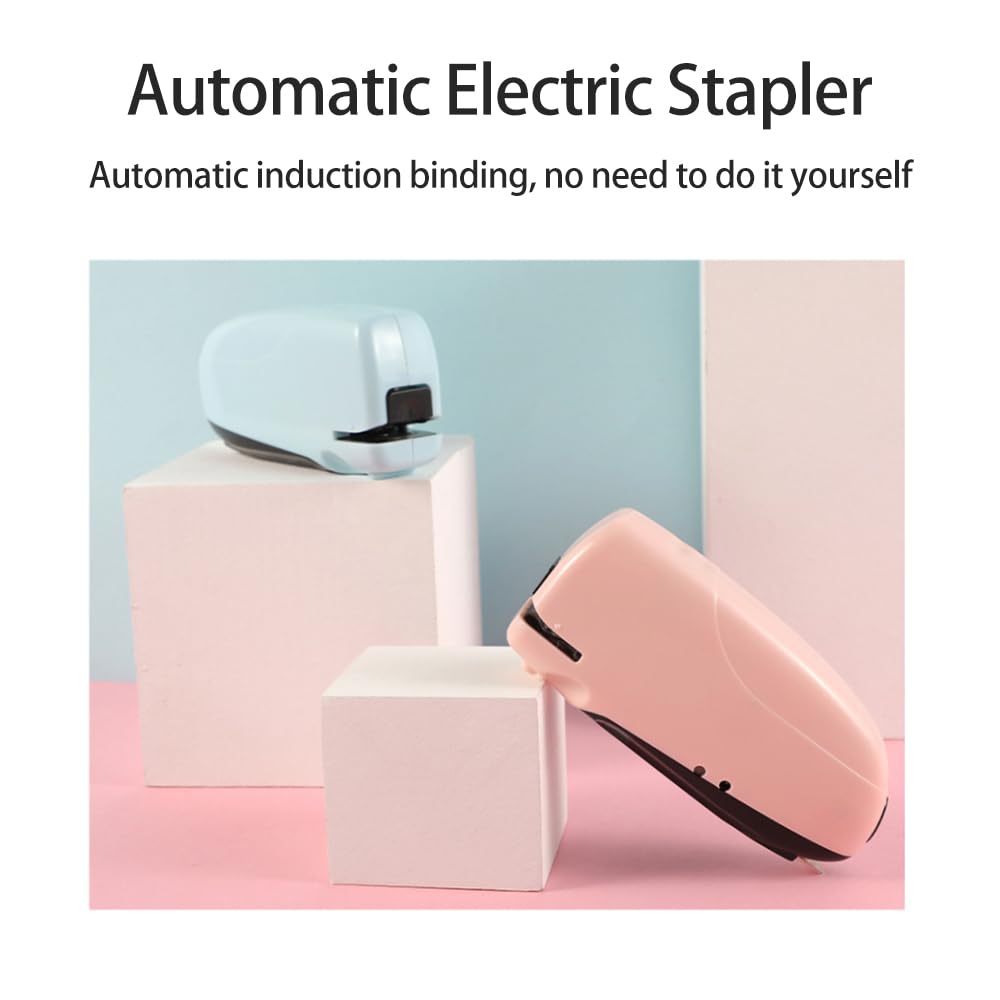 Irfora Automatic Electric Stapler Automatic Desk Stapler 10 Sheet Capacity Less Effort Support 24/6 Staples for Home Office School Supplies Battery Power Supply, Blue