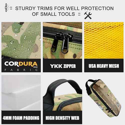 Rough Enough Small Tool Bag with Zipper 12" Portable Tool Pouch Case, Heavy-Duty Padded Organizer for Electricians, Motorcycle Repair and Camping, Camo