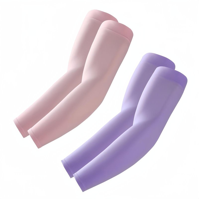 ROXUN 2 Pairs Arm Sleeves, Cooling UV Sun Protection Sports Compression for Men/Women Purple+Pink