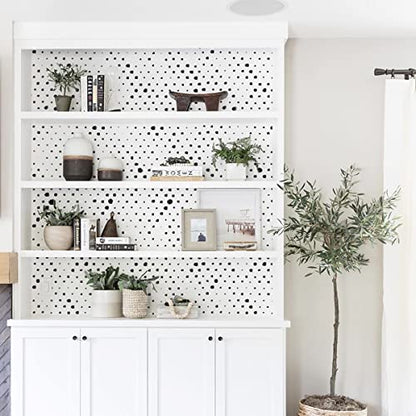 Froluya Black and White Peel and Stick Wallpaper Geometric Contact Paper 17.7inch x 393.7inch Polka Dots Self Adhesive Removable Contact Paper for Bathroom Decor Vinyl Modern Wallpaper Waterproof