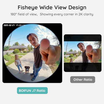 BOIFUN 2K 180¡Æ Head?to?Toe View Doorbell Camera Wireless ? No Subscription, Smart AI Detection, Live View with Two?Way Talk, Battery Video Doorbell, 2.4?GHz Wi?Fi Only