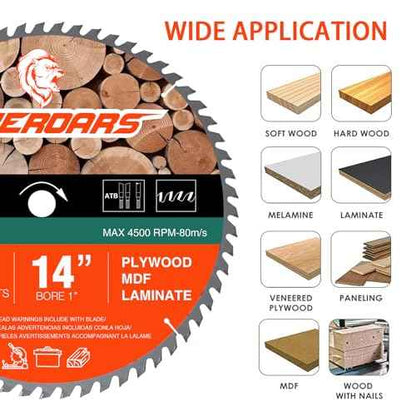 14 Inch 60-Teeth Circular Saw Blade for Cutting Wood, Plastic Laminate and Composite Materials Wood Cutting Disc