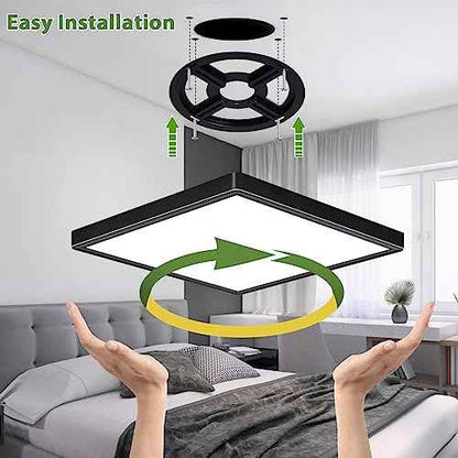 12 Inch 24W Flush Mount Square LED Ceiling Light, 3000K/4000K/6000K Adjustable Flush Mount Light Fixture, 2800LM Bright Flat Ceiling Light Fixtures for Bedroom, Kitchen, Hallway (Black-4 Pack)