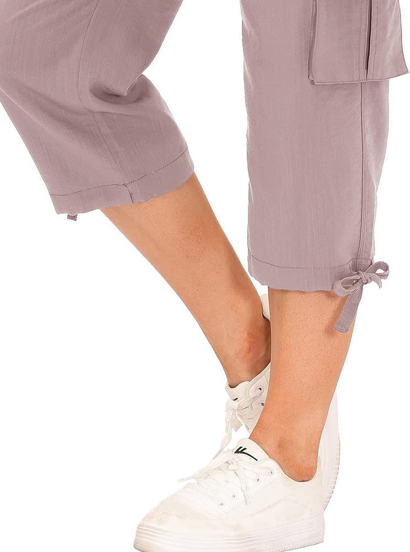 MoFiz Women's Hiking Cargo Shorts Quick Dry Lightweight Athletic Capri Pants for Camping Jogger with Pockets Pink
