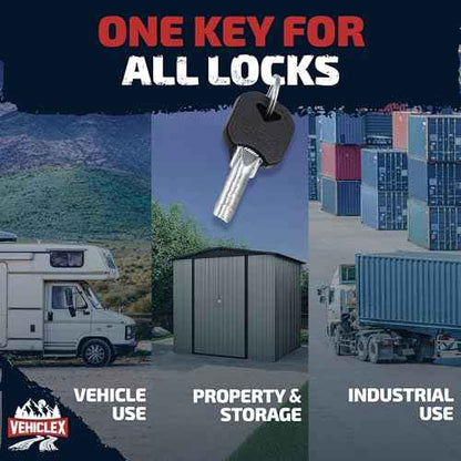 Vehiclex 2-Pack Heavy-Duty Puck Lock Set ? Keyed Alike, Hidden Shackle Lock ? Rust-Resistant Security for Trailers, Garages, Containers ? Red