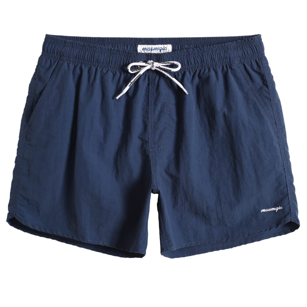maamgic Mens Swim Trunks 5" with Mesh Lining Quick Dry Bathing Suits for Men Swim Shorts Swimwear Nylon Steel Blue Medium