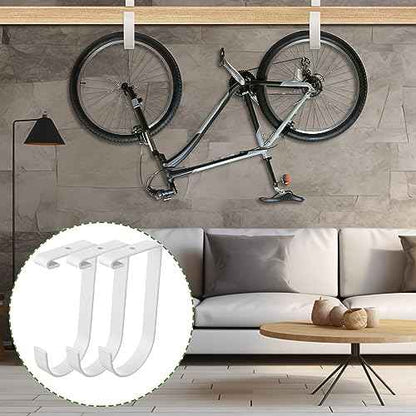 Soaoo 8 Pieces Storage Flat Hook Bicycle Flat Thickened Hooks Add on Hanging Bike Hooks for Overhead Garage Rack Wall Shelving Ceiling Accessory (White)