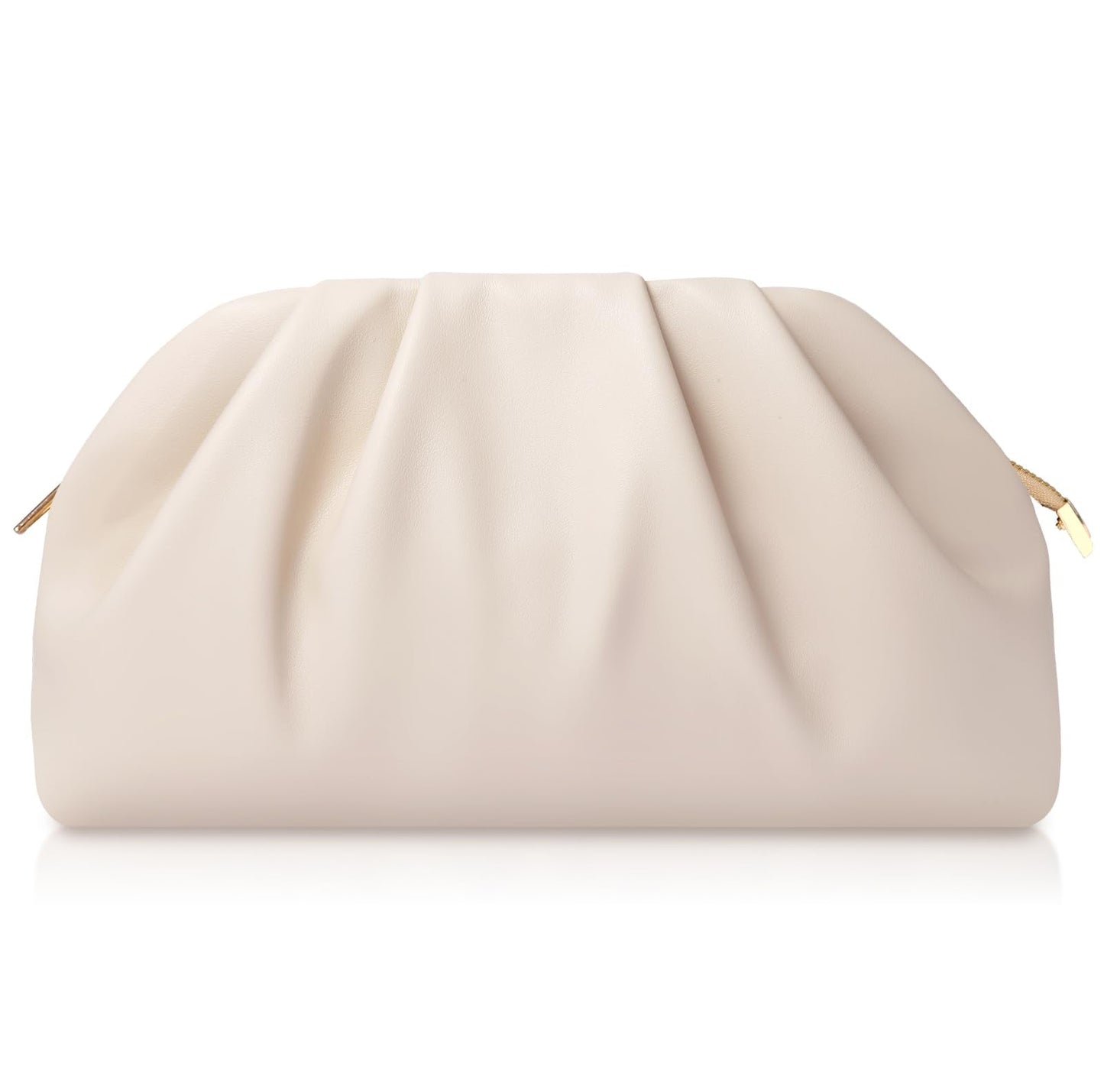 lovyoCoCo Clutch Purse for Women Soft Pleated PU Wedding Clutch, Elegant Evening Bag for Galas, Proms,Cocktail Parties (Beige)