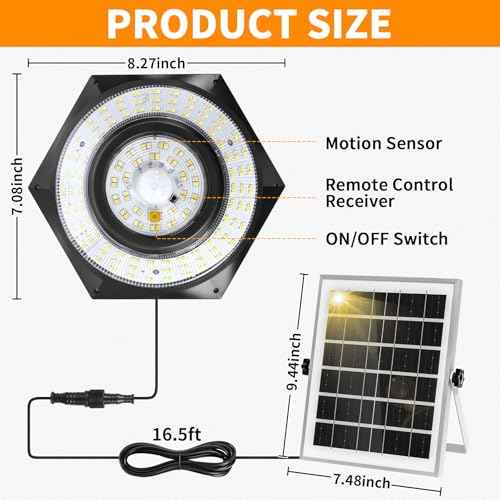 Solar Shed Light, Solar Hanging Pendant Lights with Remote Control Outdoor Indoor for Chicken Coops Sheds Barns