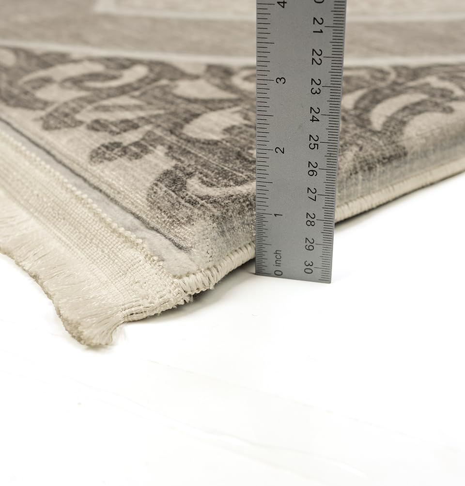 Modefa Foam Prayer Rug - Thick Padded Prayer Mat Cushioned Thick Prayer Mat - Large Long Soft Muslim Prayer Rug Velvet Digital Print (Mosaic Floral - Grey)