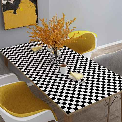 LaCheery Thick Checkered Contact Paper Decorative Self Adhesive Checkered Wallpaper Removable Black and White Wall Paper Peel and Stick Wallpaper for Bathroom Backsplash Shelf Drawer Liners 15.8"x80"