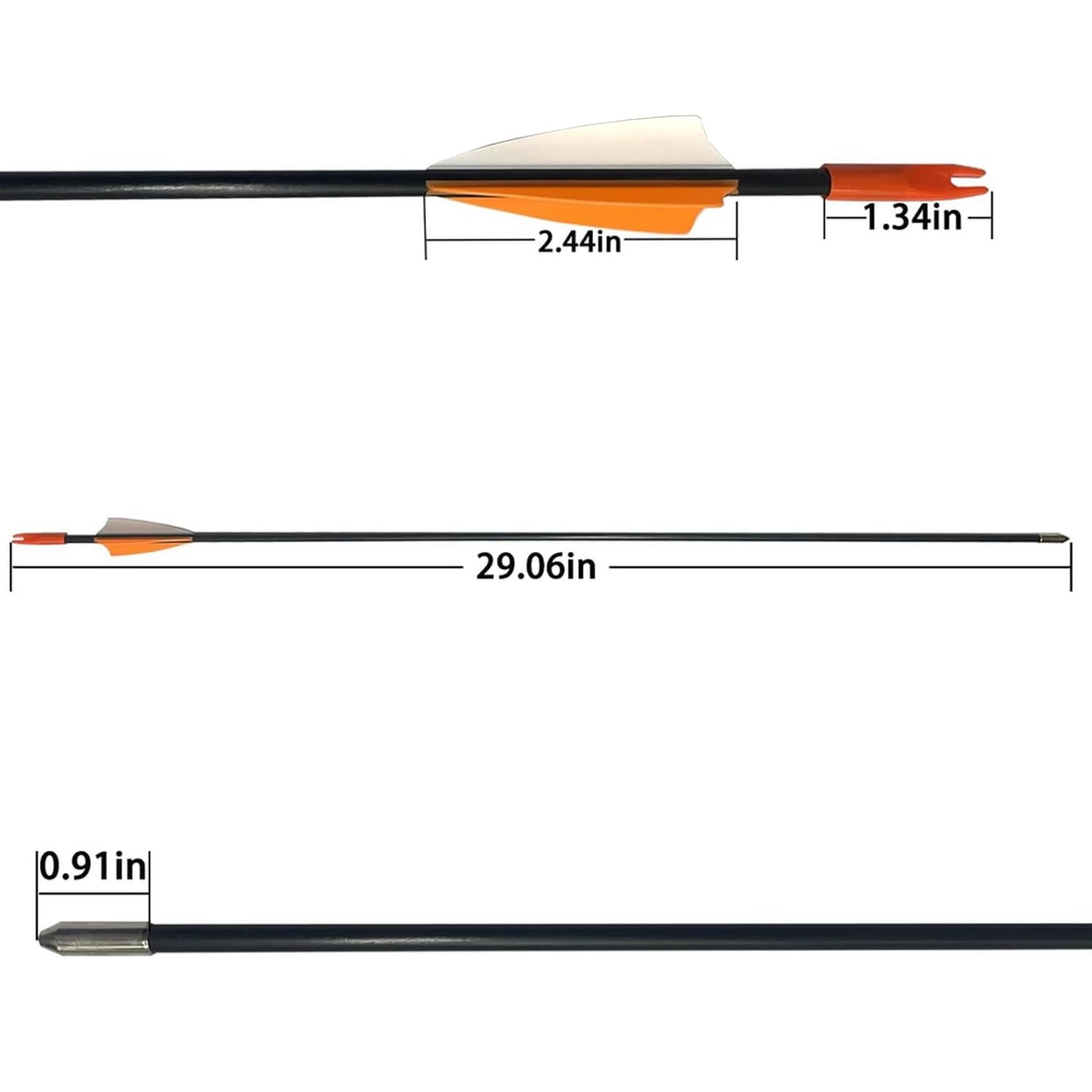 e5e10 28 inch Target Arrows Practice Fiberglass Arrow for Youth Beginner, Safety Blunt Tip Arrows for Archery Recurve Bow Long Bow -12 Pack(Orange)