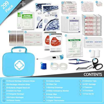 Car-Home Survival-Travel First-Aid Emergency-Kit - 299Piece Equipment Travel Supplies First Aid Set Home Essentials Camping Hiking AMORNING