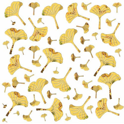 Golden Wall Decals Peel and Stick Golden Leaves Wall Stickers Modern Leaf Vinyl Wall Decals Living Room Abstract Flower Walls Sticker Nordic Plant Walls Art Murals for Bedroom Bathroom Kitchen Decor