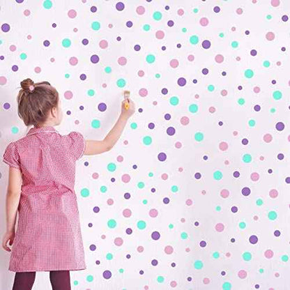 288 Pieces Dots Wall Stickers Large Circle Wall Decal for Bedroom Assorted Polka Dot Stickers Playroom Nursery Removable Vinyl Decal s, 8 Sheets (Green, Purple, Pink)