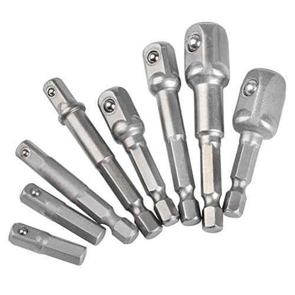 TIMESETL 8pcs Impact Adaptor Set - 1/4" 3/8" 1/2" Hex Shank Square Nut Drill Extension Bit Set