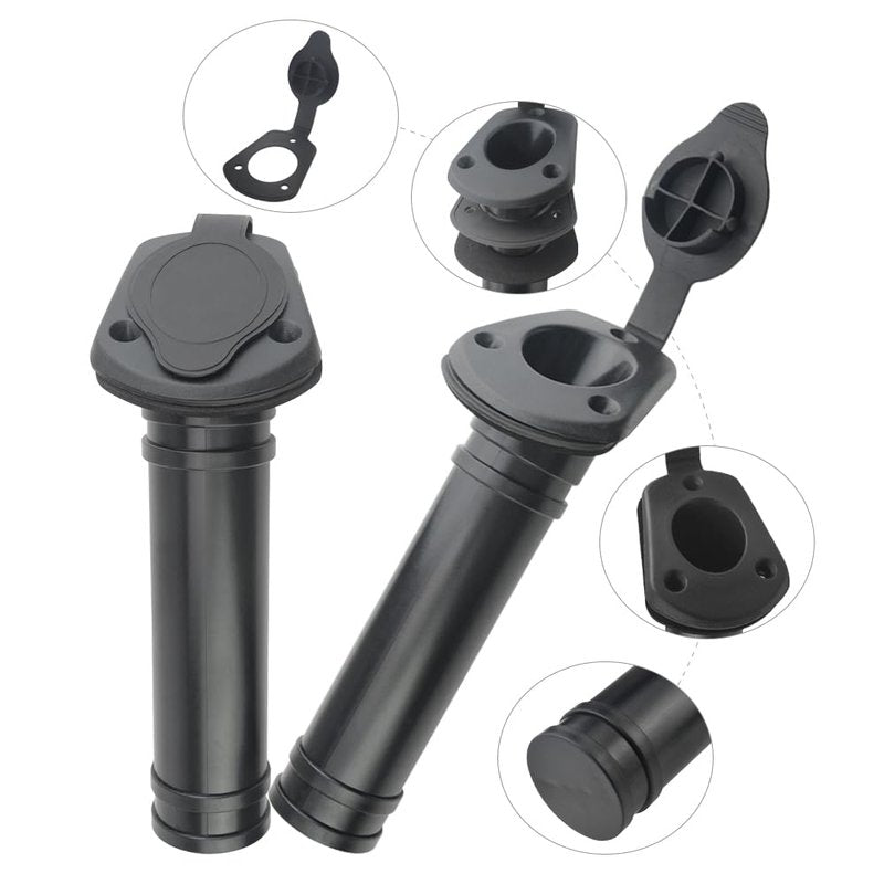 WMYCONGCONG 2 PCS Kayak Deck Fishing Rod Holder Plastic Flush Mount Fishing Boat Rod Holder w/Cap Cover for Kayak Boat Canoe