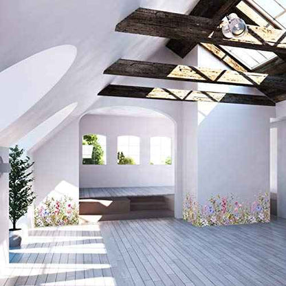 4 Pieces Flower Wall Stickers Decals Removable Vinyl Plants Wall Stickers Peel and Stick Wall Sticker for Baby Home Bedroom Living Room Home Decoration
