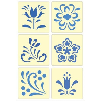 Rosemaling Stencil Set of 6 ? Reusable Scandinavian Folk Art Templates Painting on Wood, Walls, Fabric, Tattoos, Furniture ? Ideal for DIY Crafts & Home Decor ? The Artful Stencil