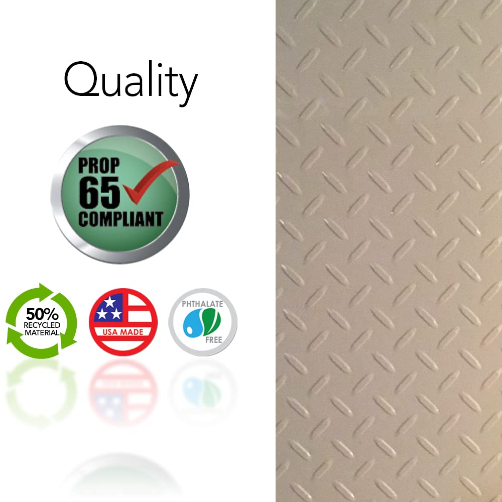 RESILIA Premium Under The Sink Mat- Large Universal Size, Cut to Fit Cabinets, Shelf & Drawer Liners, Thick Plastic Diamond Plate Surface, 24 x 48 inches, Beige/Tan, Made in The USA
