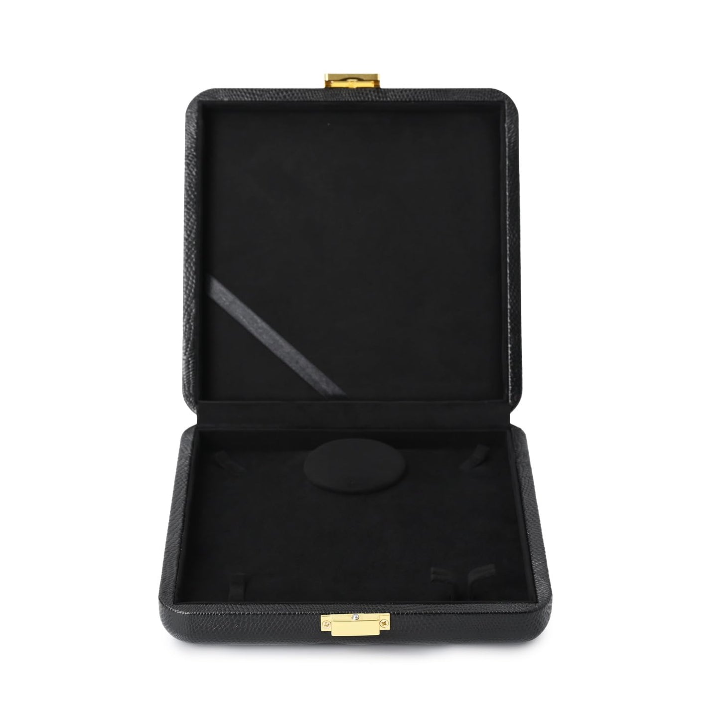 Oirlv Black Leather Jewelry Set Box with Gold Clasp, Luxury Velvet Lined Organizer for Rings, Necklaces & Earrings