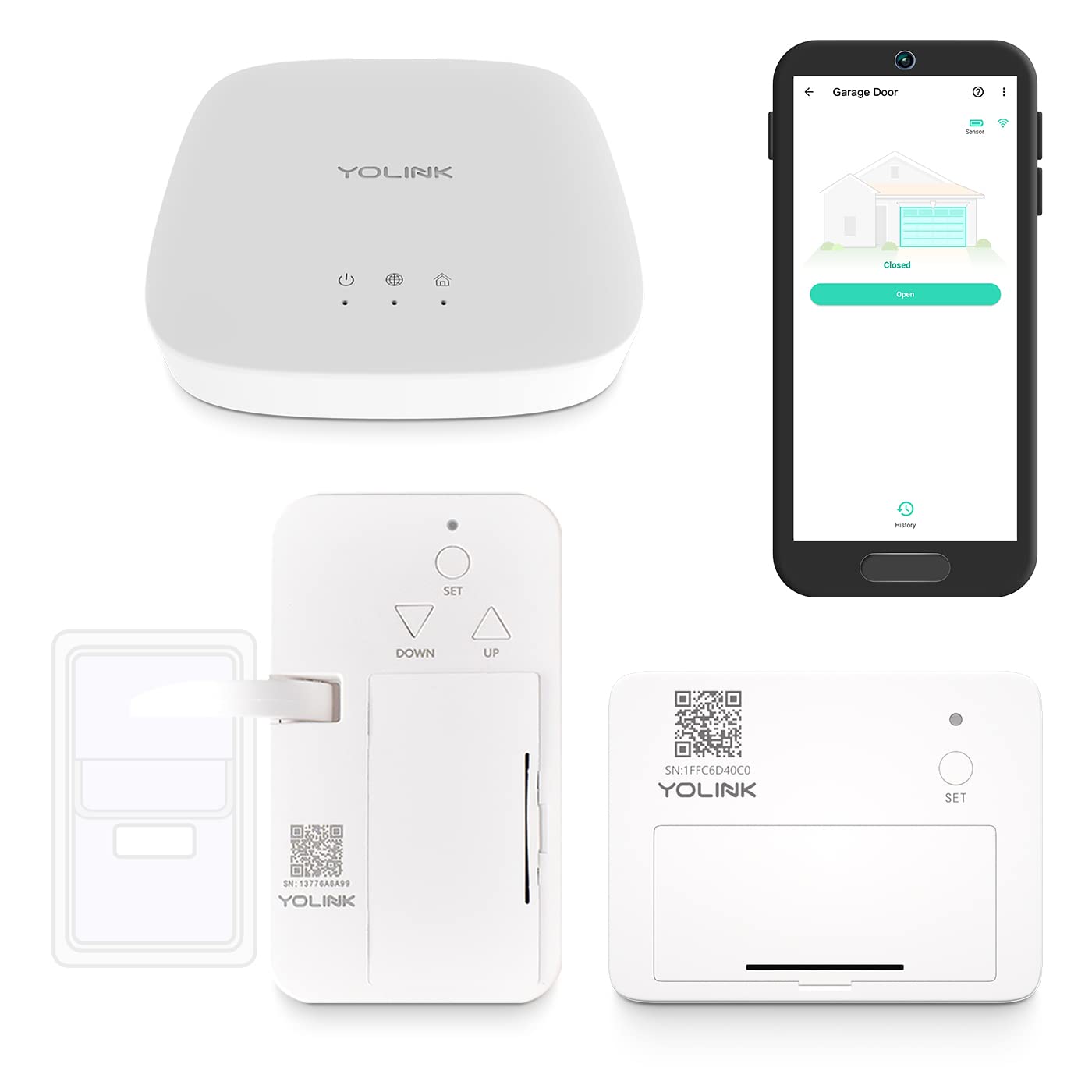 YoLink Smart Garage Door Solution Kit - Convert Any Garage Door to Smart in Seconds! Battery-Powered, No-Wires, No-Tools Super-Easy Installation. Compatible with Alexa & IFTTT