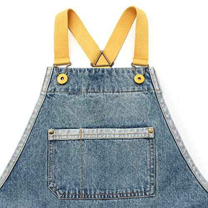 Jeanerlor Denim Tool Apron for Women and Men Cross Straps Adjustable