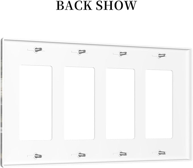 White Gold Blue Flower Light Switch Cover 4 Gang Rocker Decora Outlet Covers Wall Plate Decorative Switchplate Electrical Faceplate GFCI for Farmhouse Living Bedroom Decor
