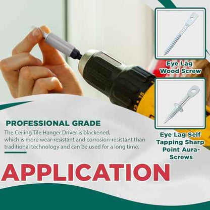 2 Pcs Eye Lag Driver 1/4in Hex Eye Lag for Quick Dispensing, Ceiling Tile Hanger Driver for Professional Drywall & Ceiling Installations, Length: 2-5/8 Inch