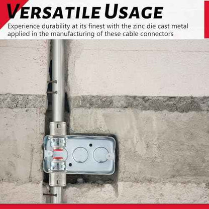 Metal-Clad Cable Connectors Zinc Electrical Conduit Connector 3/8" Snap in Connectors for Steel and Aluminum Cable (35 Pack)