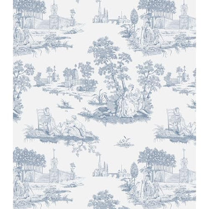 Hopepak Vintage Peel and Stick Wallpaper Blue Toile Wall Paper Self Adhesive Removable French Contact Paper Waterproof Wallpapers for Bedroom Bathroom Living Room 17.3''x118''