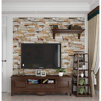 Livelynine Neutral Brick Wallpaper Peel and Stick Textured Stone Wallpaper Removable Cream Beige Brick Contact Paper for Classroom Self Adhesive Wall Paper for Bedroom Bathroom Kitchen Dorm 15.8x78.8
