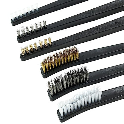 Hitefu 9PCS Mini Wire Brush Set, Mini Metal Toothbrush Scratch Wire Bristles Brush Set, Rust Paint Metal Cleaner for Cleaning Rust Paint Dirt(Nylon + Stainless Steel + Brass)