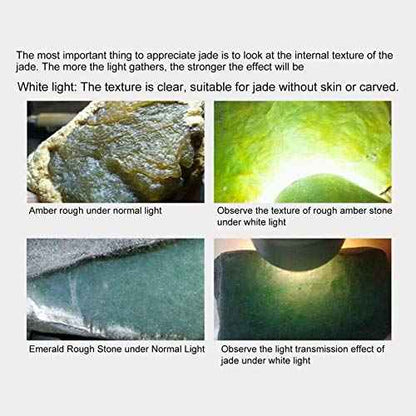 Jade Appraisal Light Detector Lamp, Super Bright DX6 USB Rechargeable Quad LEDs Expert Jade Appraisal Flashlight for Jewelry Appraisal Gemstones Diamond