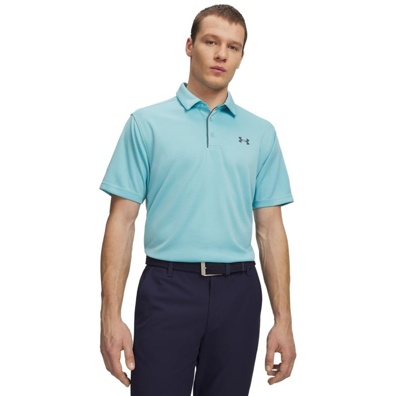 Under Armour Men's Tech Golf Polo, (429) Blue Haze / / Pitch Gray, Small Tall