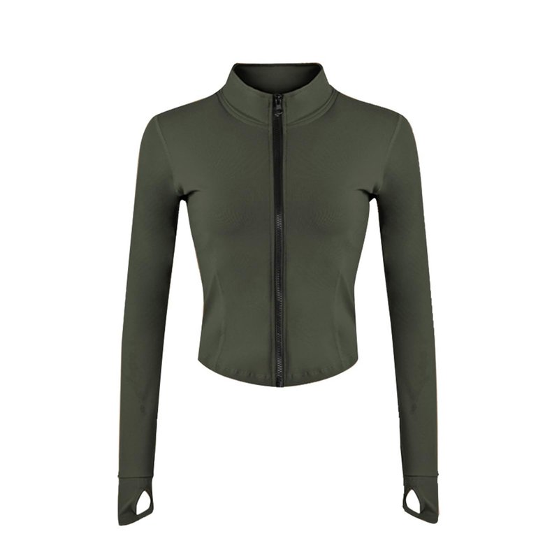 Zyrulix Women's Full Zip Lightweight Running Yoga Slim Fit Cropped Bbl Jacket Workout Sportwear With Thumb Holes