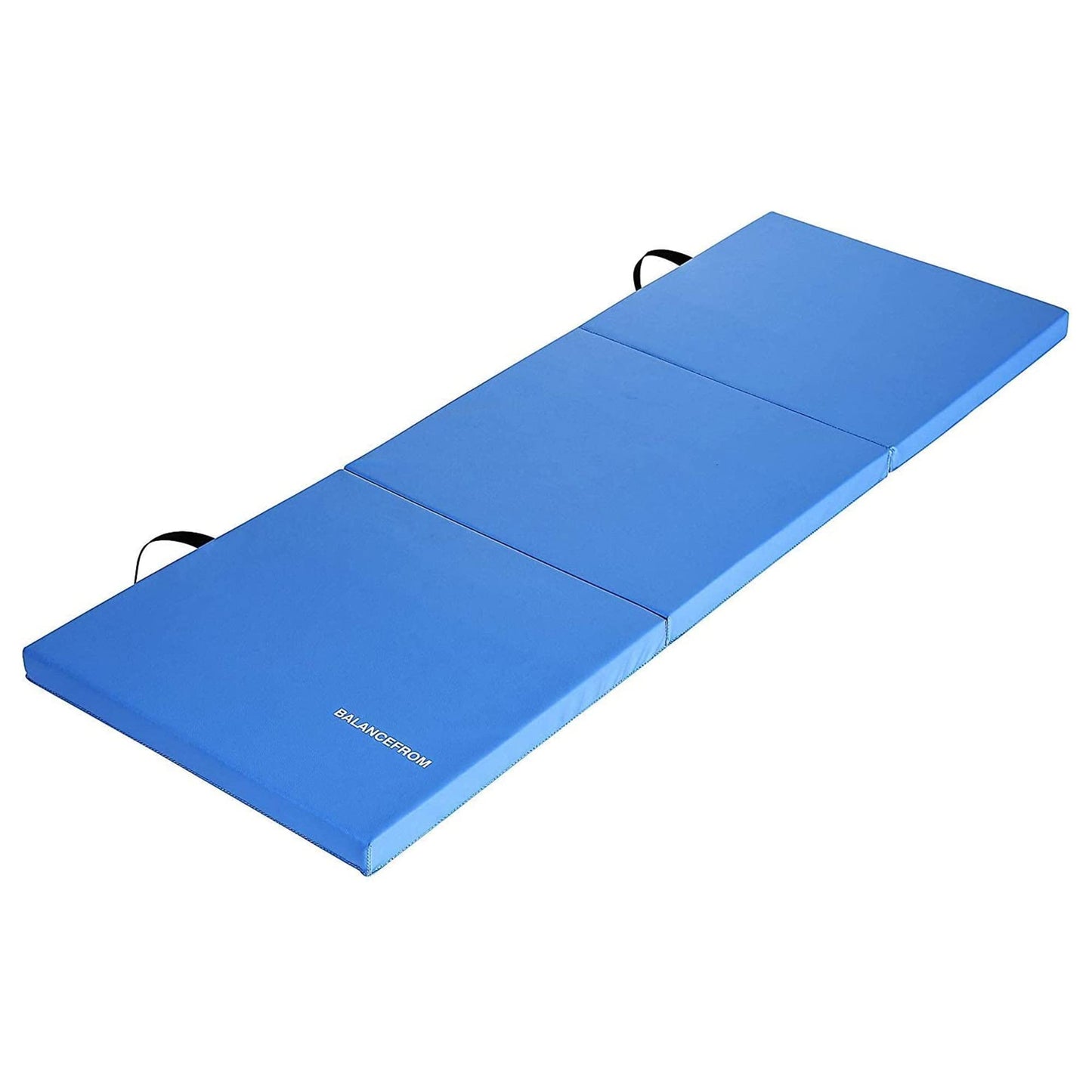 BalanceFrom 2" Thick Three Fold Folding Exercise Mat with Carrying Handles for MMA, Gymnastics and Home Gym Protective Flooring (Blue)