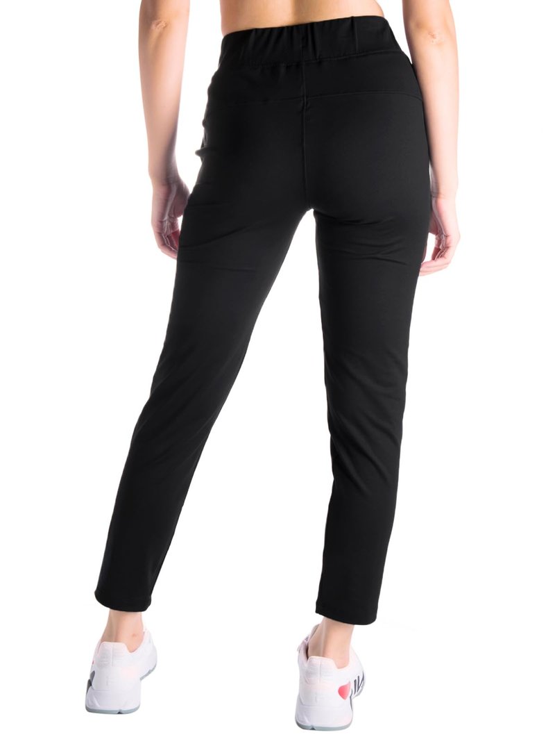 Yogipace Petite Women's 7/8 On The Go Ankle Pants with Pockets, Stretch Travel Pants, Yoga Casual Lounge Wear,Black,24",Size XXL