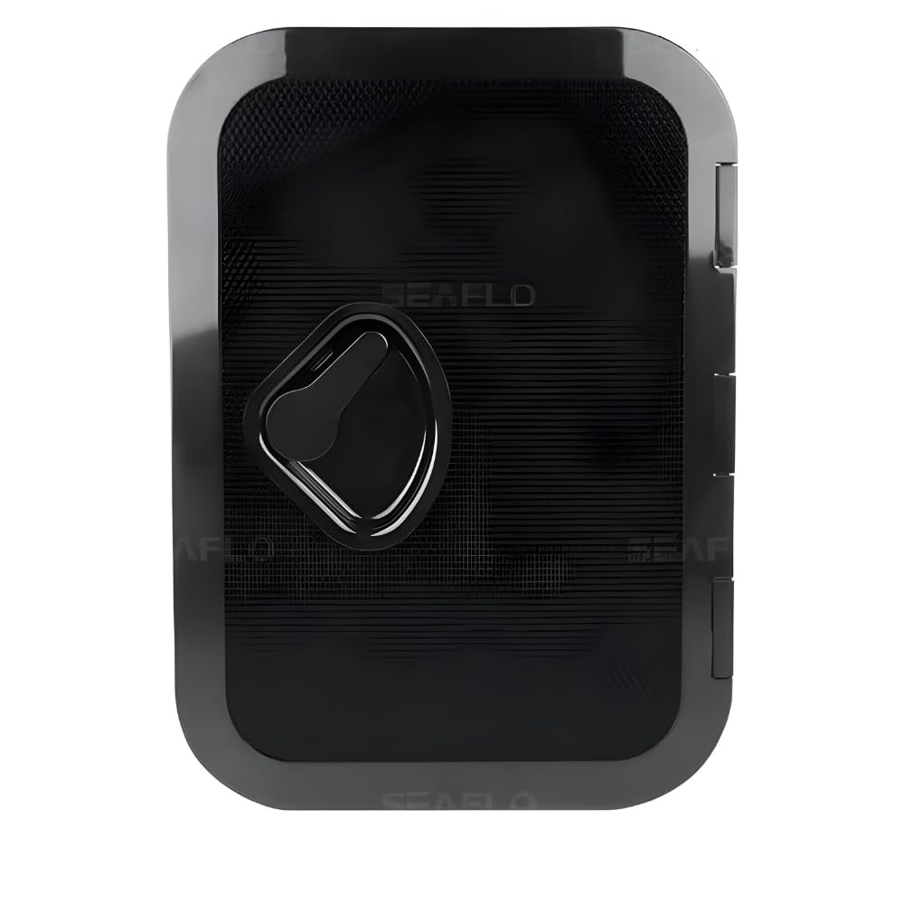 SEAFLO Marine Boat Deck Rectangular Access Hatch - 10.63" x 14.76" (270mm x 375mm) 180° Opening Lid, Non-Skid, Corrosion and UV Resistant, 4-Year Warranty! (Black, Standard)