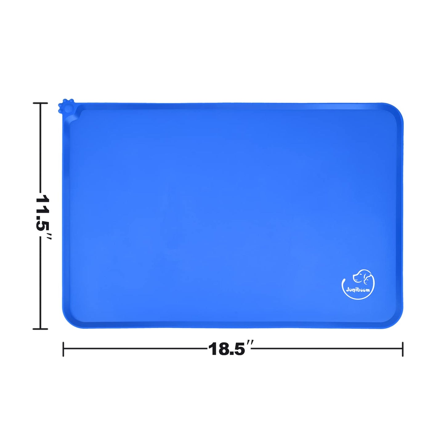 Juqiboom Silicone Waterproof Dog Cat Pet Feeding Mats, Non Slip, Easy Clean Pet Dog Cat Bowl Mats Placemat (18.5" x 11.5") Navy Blue