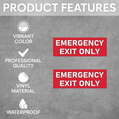 Pack 6 Pcs Exit Only Emergency Sticker for Cars Vehicles Trucks Indoor Outdoor Window Safety Warning Signs Bumper Stickers Weatherproof Large Vinyl Decals Car Exterior Accessories