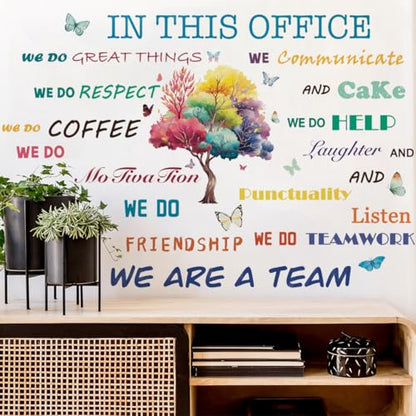 Runtoo Office Inspirational Quotes Wall Art Decals for Work Positive Sayings Peel and Stick Tree Wall Stickers Motivational Teamwork Company Decor