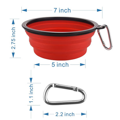 Large Collapsible Dog Bowls, 34oz Travel Water Food Bowls Portable Foldable Collapse Dishes with Carabiner Clip, 2 Pack (Purple+Red)