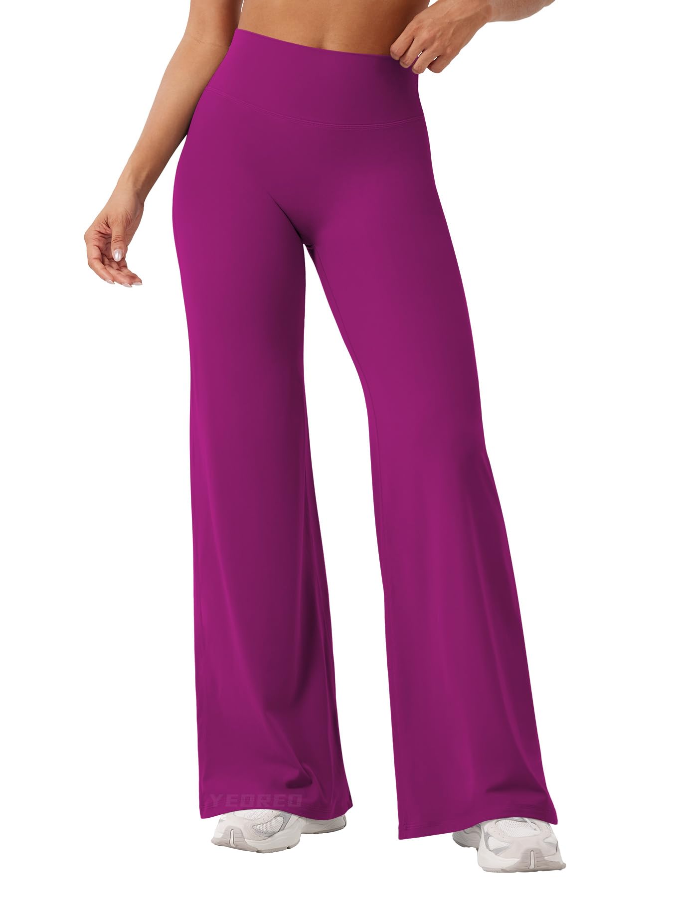 YEOREO Workout Leggings Womens No Front Seam Straight Leggings 31.5" High Waist Buttery Eddiy Gym Yoga Pants Rose Purple L