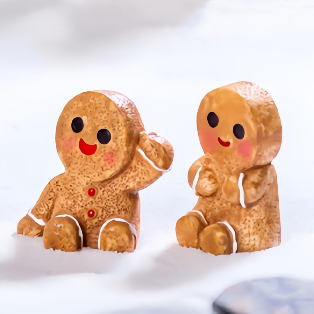 TIM CHESS 48PCS Mini Gingerbread Men Figurines in Resin, 4 Styles Mini Christmas Gingerbread Ornaments Statues, Miniature Figurines for DIY Crafts Indoor Outdoor Xmas Decorations Party Favors