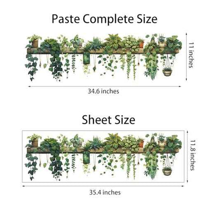 Green Plant Wall Stickers Vinyl Wall Decals Removable Wall Clings Peel and Stick Wall Mural for Bedroom Living Room Office (Small)
