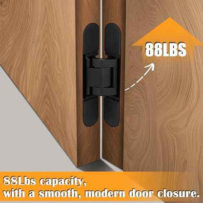 HBL' 2 Pack Hidden Door Hinges, 6 Inch Black Heavy Duty Hidden Hinges for Secret Doors, 3-Way Adjustable to Bulid Conceal Bookcase Door