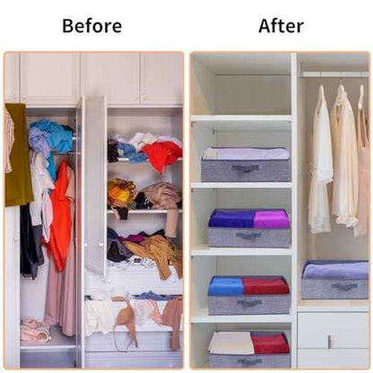 ZPXTI Storage Bins for Closet,Fabric Baskets for Closet Shelves,Fabric Organizer Bins with Handles for Organizing Sheets Sweaters Hats, 3-Pack