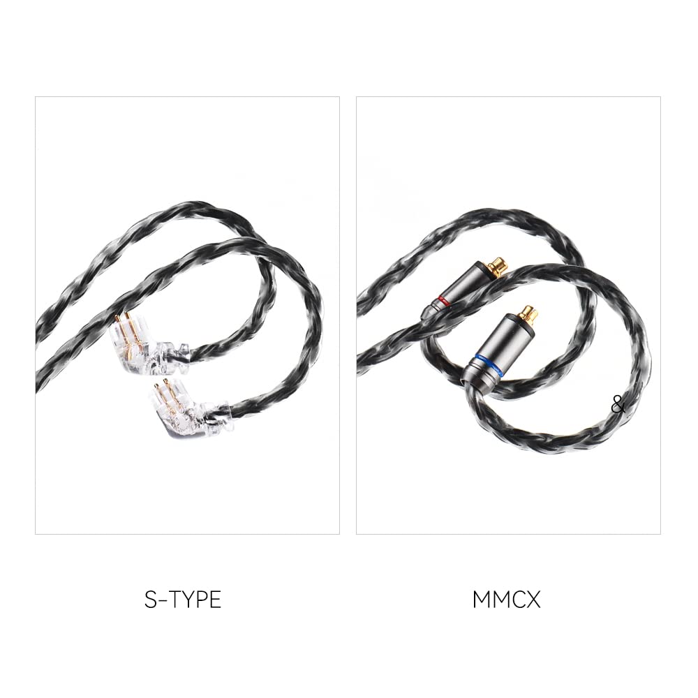 Linsoul QKZ Q1 MAX 16-Stand 352 Cores Silver-Plated HiFi Earphones Upgrade Cable with Interchangeable 2.5mm/3.5mm/4.4mm Plug Replacement Cable for Audiophile (Grey, MMCX)